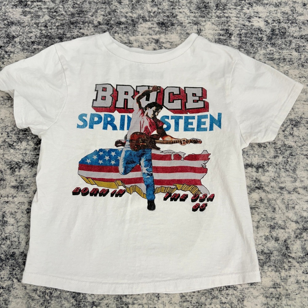 Bruce Springsteen Born in the USA 85 Graphic Tee XS Kids Youth White Rock Shirt